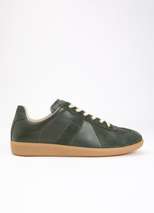 Maison Margiela Replica sneaker van leer met details van kalfssuède - voorkant 6 groen