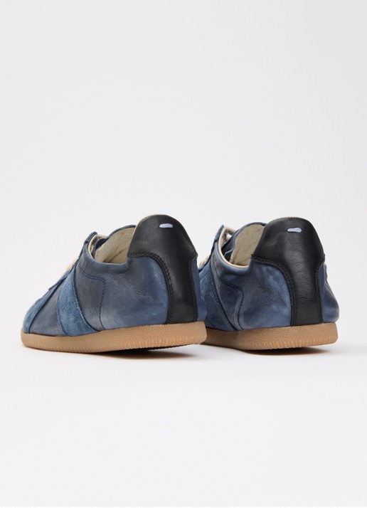Maison Margiela Replica Soft sneaker van leer met suède details - achterkant 5 donkerblauw