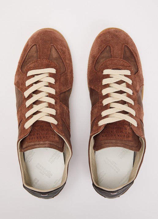 Maison Margiela Replica Soft sneaker van leer met suède details - detail 3 bruin