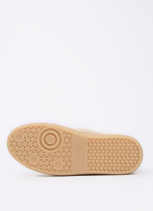 Maison Margiela Replica Wedge sneaker van kalfsleer met kalfssuède details - detail 4 beige