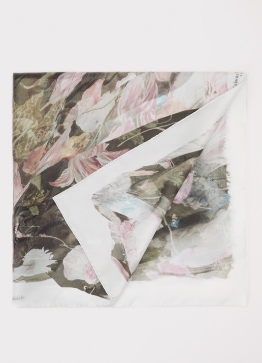 Maison Margiela Sjaal van zijde met bloemenprint 90 x 90 cm