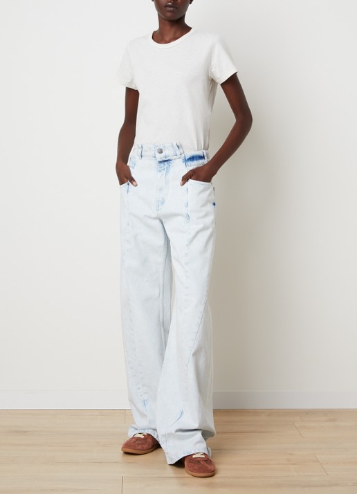 Maison Margiela Spliced high waist balloon jeans met lichte wassing - voorkant 6 indigo