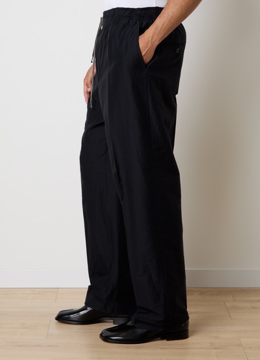 Maison Margiela straight fit broek in zijdeblend met steekzakken - detail 3 blauw