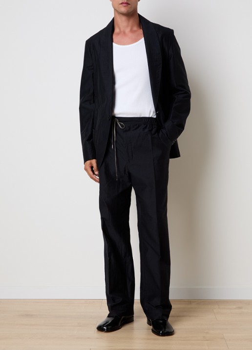 Maison Margiela straight fit broek in zijdeblend met steekzakken - voorkant 6 blauw