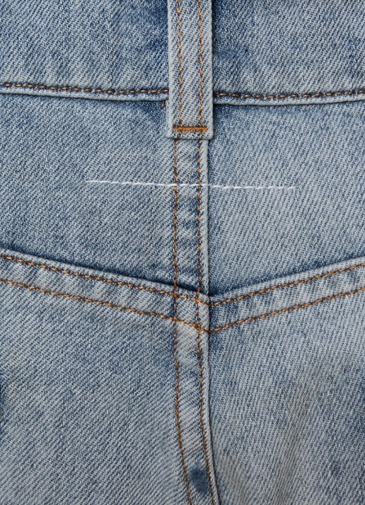 Maison Margiela Straight leg jeans met destroyed afwerking - detail 5 lichtblauw