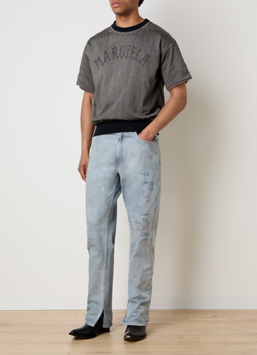 Maison Margiela Sweater met logo - voorkant 5 donkergrijs