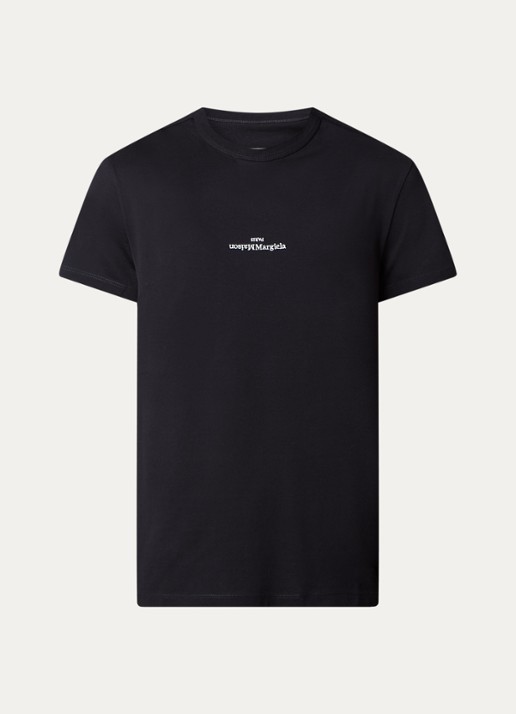 Maison Margiela T-shirt met logoborduring - voorkant zwart