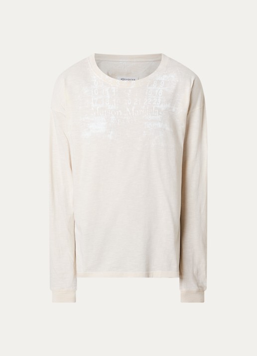 Maison Margiela T-shirt met logoprint - voorkant 3 creme