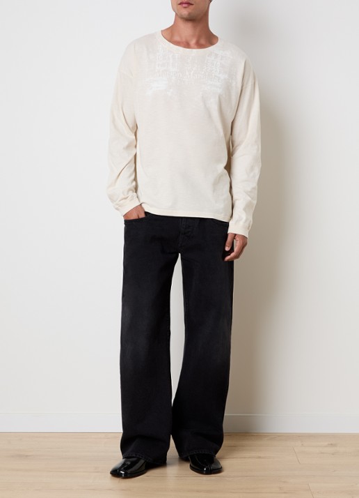Maison Margiela T-shirt met logoprint - voorkant 4 creme