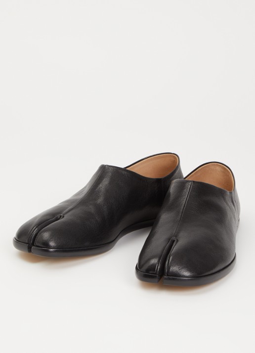 Maison Margiela Tabi Babouche slip-on van leer - detail zwart