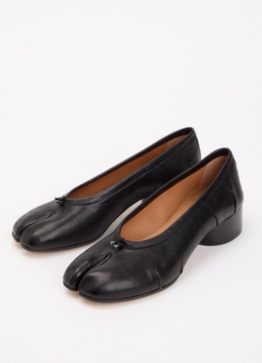 Maison Margiela Tabi ballerina van leer - detail 3 zwart