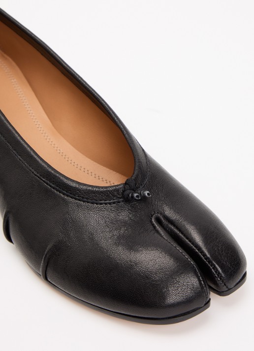 Maison Margiela Tabi ballerina van leer - detail 6 zwart