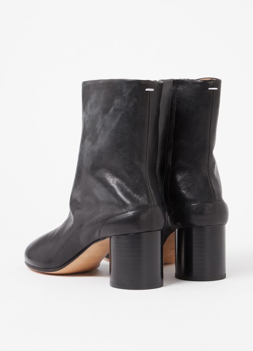 Maison Margiela Tabi enkellaarsje van leer - achterkant zwart