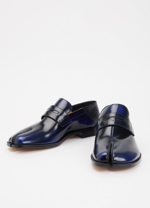 Maison Margiela Tabi loafer van kalfsleer - detail 3 donkerblauw