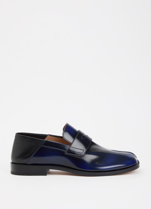 Maison Margiela Tabi loafer van kalfsleer - voorkant 2 donkerblauw