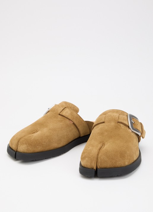 Maison Margiela Tabi muiltje van suède - detail beige