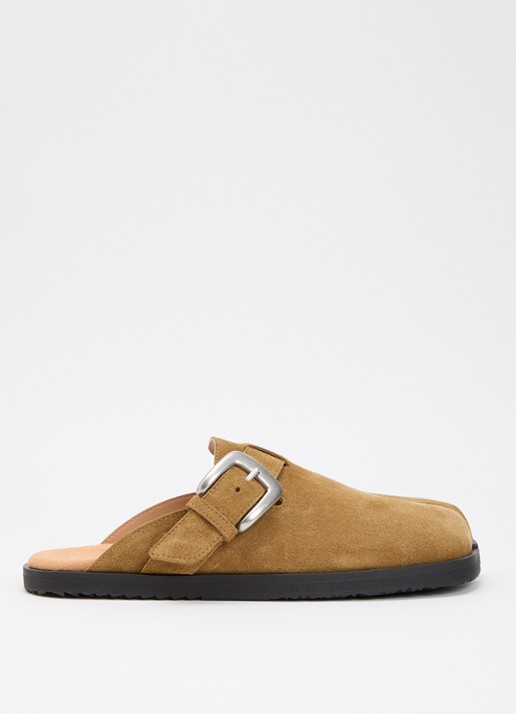 Maison Margiela Tabi muiltje van suède - voorkant 6 beige
