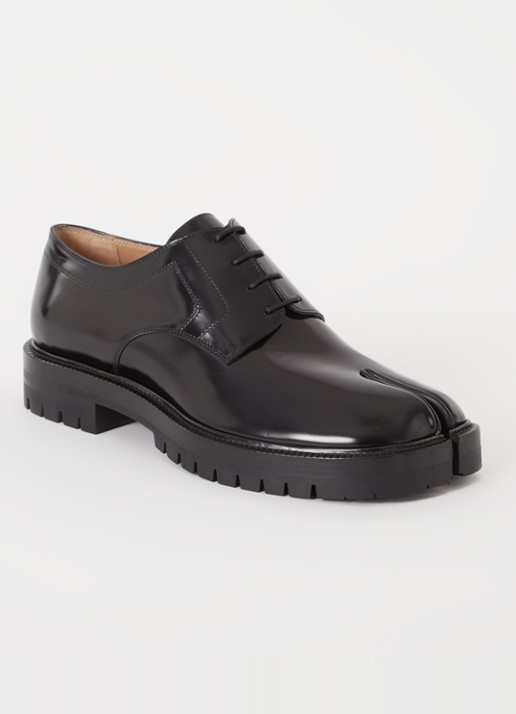Maison Margiela Tabi veterschoen van kalfsleer - voorkant zwart