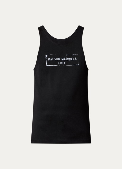 Maison Margiela Tanktop met logoprint - voorkant 3 zwart