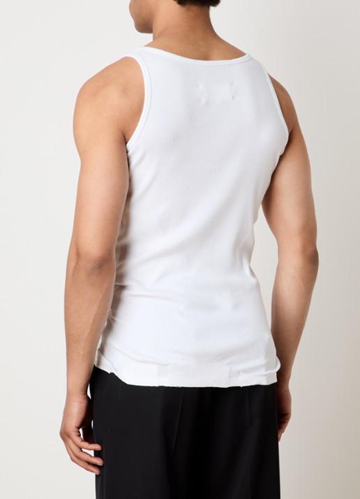 Maison Margiela Tape tanktop met ribstructuur - achterkant 3 gebroken wit
