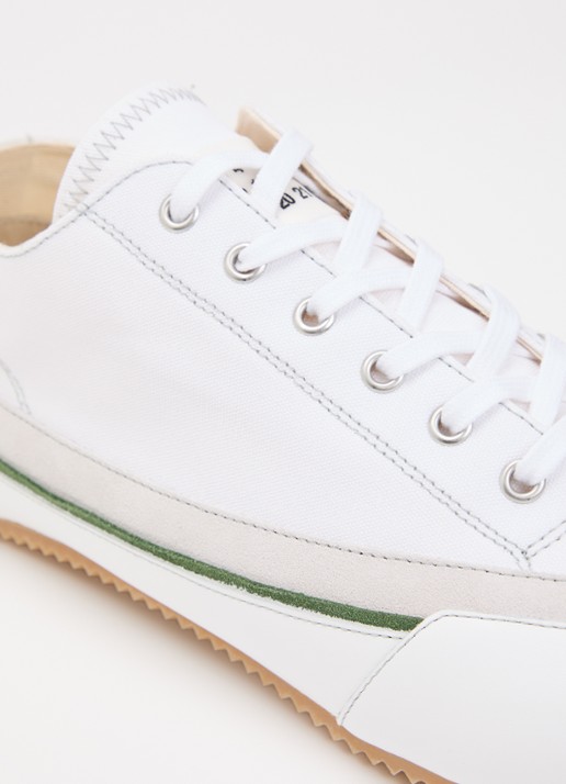 Maison Margiela Traveler sneaker van canvas met kalfsleren details - detail 6 gebroken wit