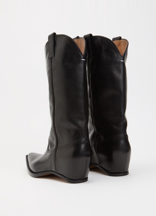 Maison Margiela Western cowboylaars van kalfsleer - achterkant zwart