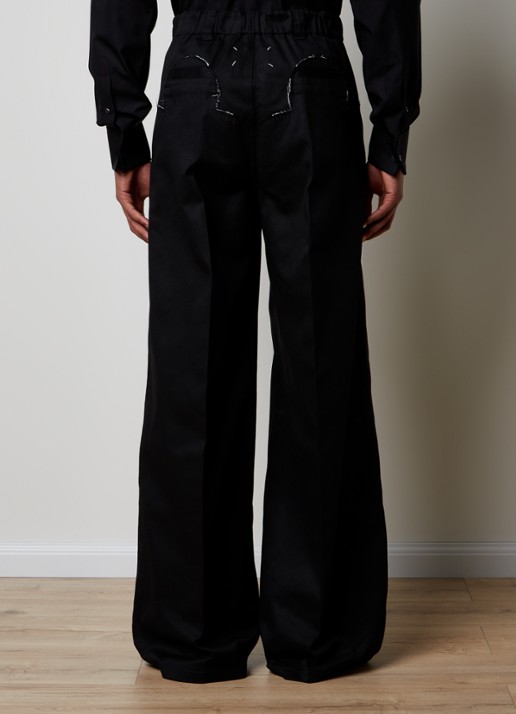 Maison Margiela Wide fit chino met plooidetail en steekzakken   - achterkant 4 zwart