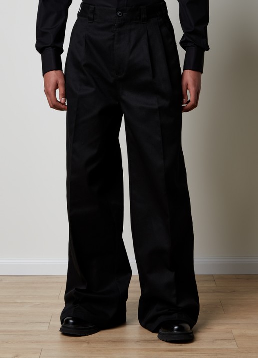 Maison Margiela Wide fit chino met plooidetail en steekzakken   - detail zwart