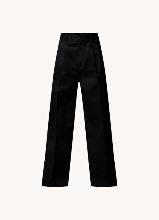 Maison Margiela Wide fit chino met plooidetail en steekzakken   - voorkant 5 zwart