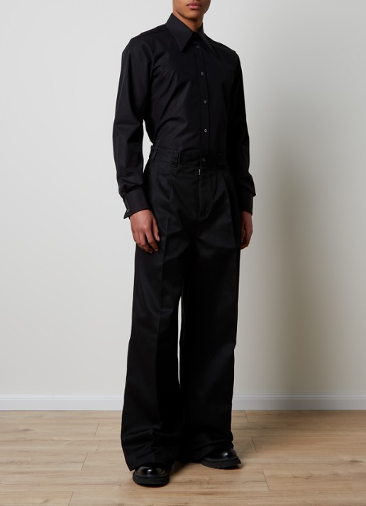 Maison Margiela Wide fit chino met plooidetail en steekzakken   - voorkant 6 zwart