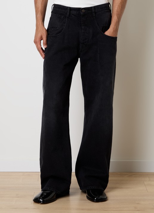 Maison Margiela Wide leg jeans met gekleurde wassing - detail 3 zwart