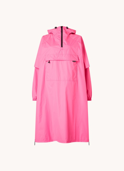 Maium Anorak regenjas met capuchon en ritszak - voorkant neonroze