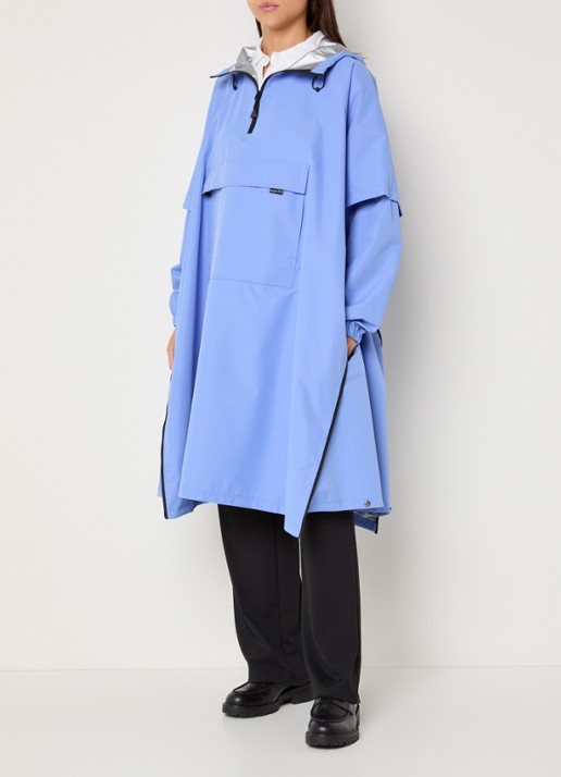 Maium Anorak regenjas met capuchon en ritszak - voorkant 2 blauw