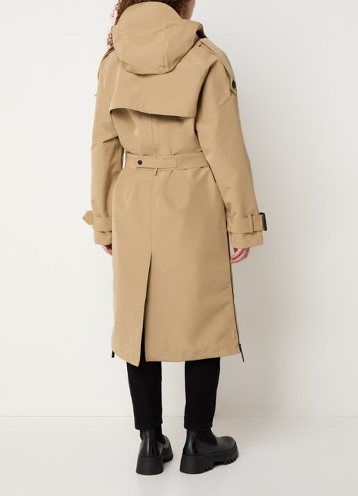 Maium Cartouche double-breasted trenchcoat met ceintuur en afneembare capuchon - achterkant 4 khaki