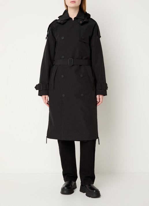 Maium Double-breasted trenchcoat met afneembare capuchon - detail 2 zwart