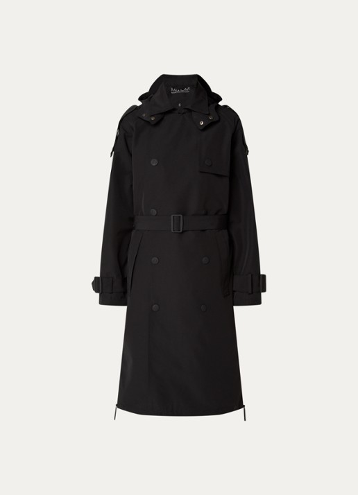 Maium Double-breasted trenchcoat met afneembare capuchon - voorkant 3 zwart