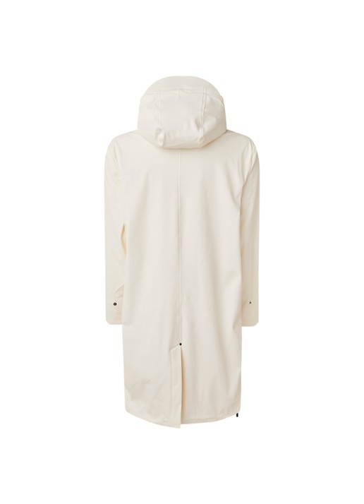 Maium Longline unisex regenjas met capuchon  - achterkant gebroken wit