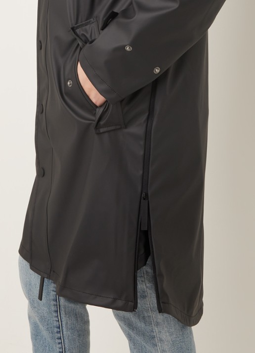 Maium Longline unisex regenjas met capuchon  - detail 5 zwart