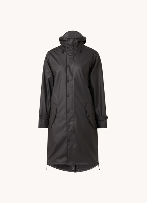 Maium Longline unisex regenjas met capuchon  - voorkant zwart