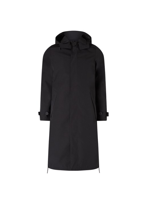 Maium Mac regenjas met afneembare capuchon en klepzakken - unisex - voorkant 4 zwart