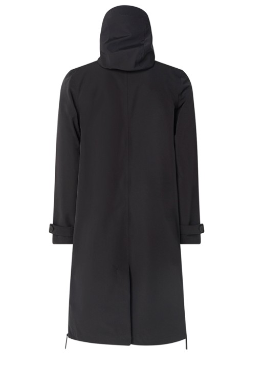Maium Mac regenjas met afneembare capuchon en klepzakken - unisex - achterkant 2 zwart