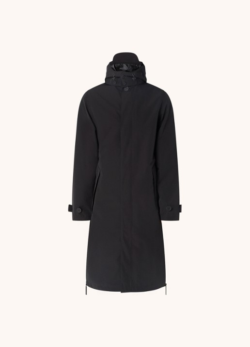 Maium Mac regenjas met afneembare capuchon en klepzakken - unisex - voorkant 5 zwart