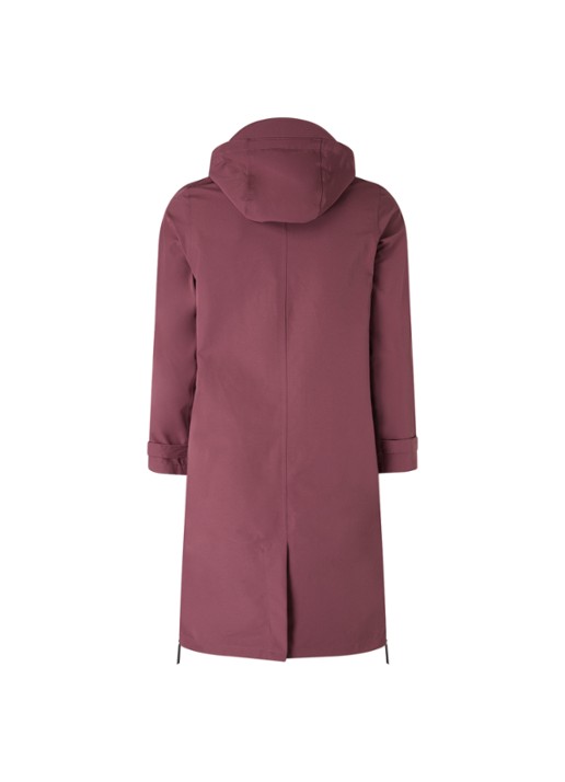 Maium Mac regenjas met afneembare capuchon en klepzakken - unisex - achterkant bordeauxrood