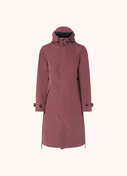Maium Mac regenjas met afneembare capuchon en klepzakken - unisex - voorkant 5 bordeauxrood