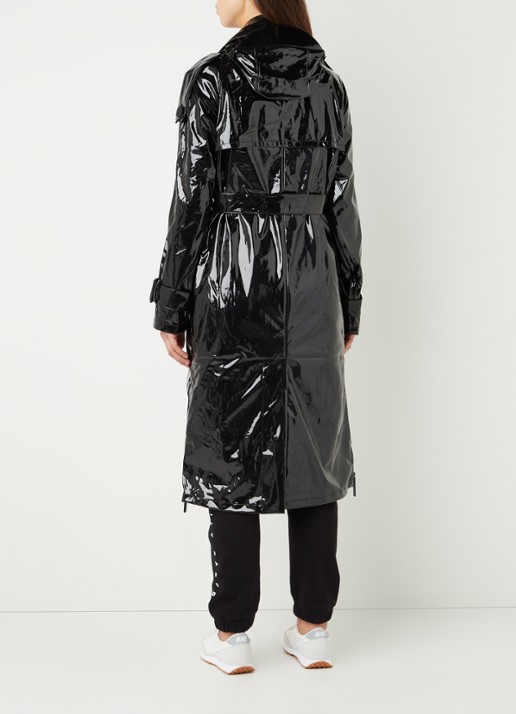 Maium Trenchcoat met steekzakken en afneembare capuchon - achterkant zwart