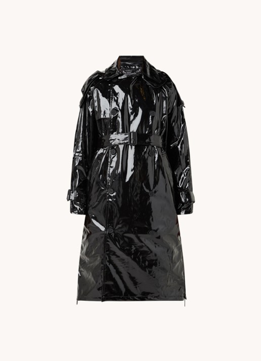 Maium Trenchcoat met steekzakken en afneembare capuchon - voorkant 3 zwart
