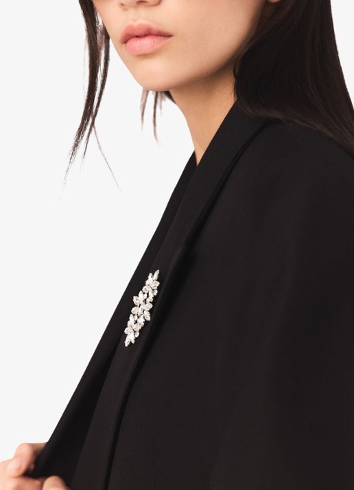 Maje 125Vordeau double-breasted blazer met afneembare broche - detail 4 donkerblauw
