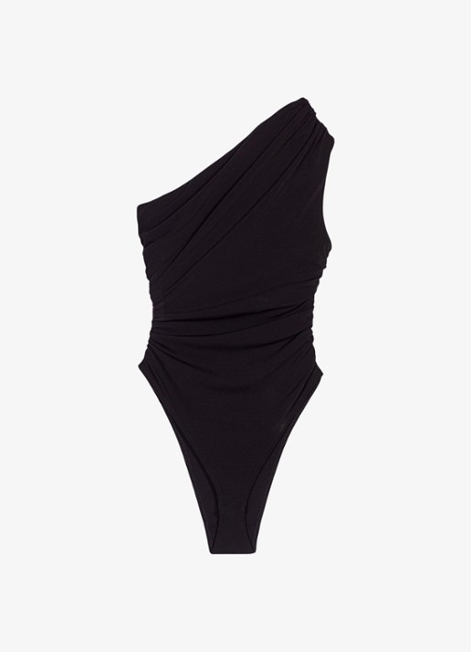 Maje Asymmetrische one shoulder body - voorkant zwart