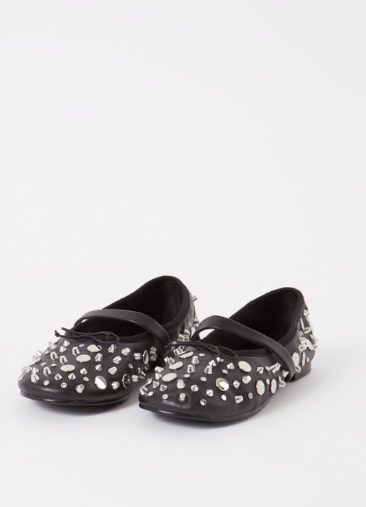 Maje Ballerina van kalfsleer met studs  - detail zwart