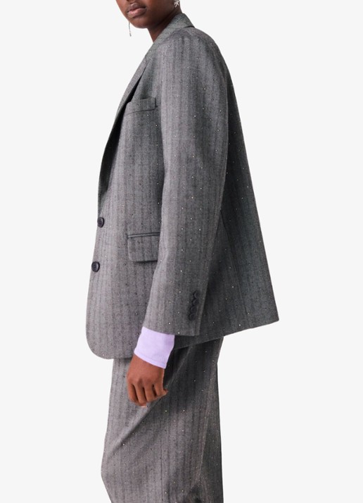 Maje Blazer met strass - detail 2 grijs
